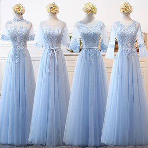 <span class=keywords><strong>Robe</strong></span> de <span class=keywords><strong>demoiselle</strong></span> <span class=keywords><strong>d</strong></span>'<span class=keywords><strong>honneur</strong></span> bleu/champagne/gris/rose/rose poussiéreux, col haut, dentelle, ligne A, tulle - Product Image 1