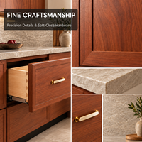 Îlot de cuisine modulaire de luxe moderne de style Shaker, prêt à assembler, avec portes vitrées, écologique et ignifuge, vente en gros