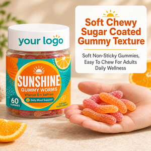 Gummies à croquer pour adultes, complément alimentaire naturel complexe, équilibré, apaisant, pour une routine sereine, saveur orange, format complet, 60 unités en pot - Product Image 1
