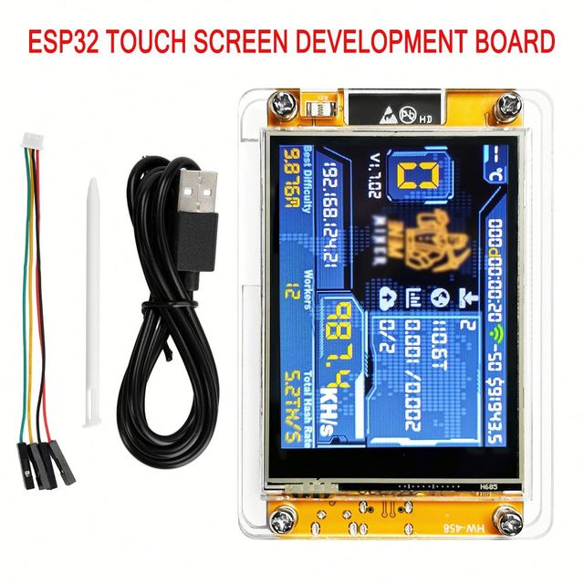 ESP32 2.8-inch OLED Touchscreen Development Board ESP32-2432S028 Development Board for 1000KH/s Hash Rate Operation Type- C