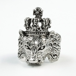 Punk Style Hiphop Crown <span class=keywords><strong>Lion</strong></span> Head Rings gioielli animali - Product Image 1