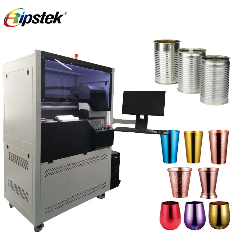 Ripstek Uv Fles Drukmachine Print Op Aluminium Kan Cosmetische Fles Cilinder Drukmachine, Water Cup Fles Printer