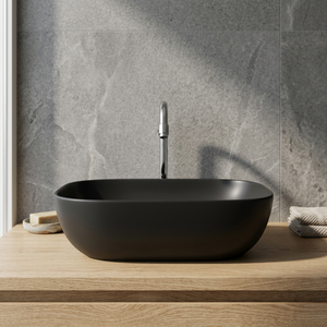Lavabo de cerámica Vistaar Black Round Top Mount, diseño moderno, ecológico, resistente al agua, productos sanitarios para baño. - Product Image 1