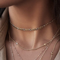 Collier ras du cou tendance en argent sterling 925 plaqué or véritable, chaîne figaro