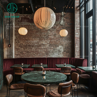 Meubles d'hôtel de luxe Ron Group, table ronde en marbre pour restaurant, chaise en cuir, banquette en cuir capitonnée demi-cercle incurvée