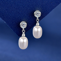 Nouvelles boucles d'oreilles élégantes en perles, en argent sterling 925, avec breloques, perles ovales en coquillage et zircon, boucles d'oreilles pendantes, cadeau pour la fête des mères, cadeau d'anniversaire