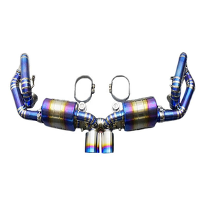 ポルシェ911 991 991.1 991.2 GT3 RS用カスタムバルブトロニックチタンブルーバーントTIG溶接エキゾーストシステム（マフラー、アクスルバック3） - Product Image 1