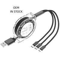 Cable DE DATOS retráctil cargador multiteléfono OEM al por mayor Ios tipo C Micro Usb 3 en 1 Cable de carga rápida Universal