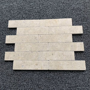 Mosaïque de carreaux de mur et de sol en marbre beige Queen, motif chevron - Product Image 3