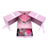 Caja de cartón abierta de doble puerta, cajón de papel de embalaje de regalo de flores con cierre de cinta