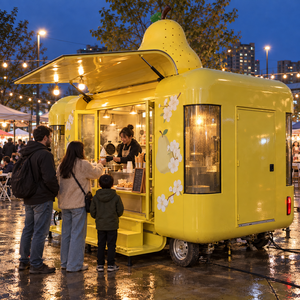 Custom Pear-Themed Mobile Food Trailer with Large Serving Window Fruit Juice Beverage Ice Cream Kiosk for Sale - Product Image 2