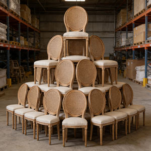 Toptan Etkinlik Kiralama Masif Ahşap Vintage Fransız Tarzı Rustik İstiflenebilir Sağlam Sırtlı Louis XIV Sandalyeleri Daire Villa Dış Mekan - Product Image 3