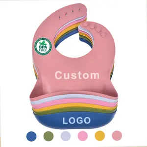 Custom Printed Silicone Baby Bibs Suppliers Cute Customized Waterproof Baby Bibs Bpa Free Infant Eating Baby Bibs