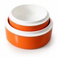 Ensemble de bols en mélamine orange à rebord blanc surélevé, 11,5 cm et 13,2 cm, intérieur brillant, design étagé, qualité alimentaire, vente en gros OEM