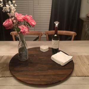 Organisateur Lazy Susan en bois <span class=keywords><strong>de</strong></span> noyer noir <span class=keywords><strong>de</strong></span> 24 pouces, plateau tournant rond en bois massif, plateau rotatif pour table/<span class=keywords><strong>comptoir</strong></span> - Product Image 6