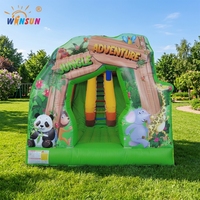 Toboggan gonflable WINSUN Aventure en Forêt Tropicale avec imprimé animal, double toboggan pour enfants, idéal pour les fêtes en extérieur et la location commerciale