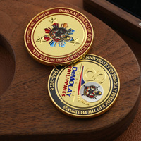 Pièce de monnaie commémorative 3D personnalisée avec logo, lettres et impression UV, plaquée or, en alliage de zinc, pour anniversaire ou événement.