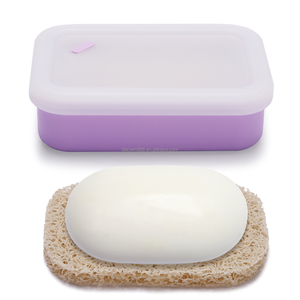 Portasapone Viola Ecologico in Silicone a Doppio Strato con Ventosa, Moderno Supporto da Cucina, Grado Alimentare, Portatile per Bagno, Hotel, Scuola - Product Image 1