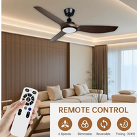 Ventilador de techo de 52 pulgadas con control remoto de ahorro de energía personalizable de diseño moderno, luz LED, 3 luces CCT, motor de CC para casa de Hotel