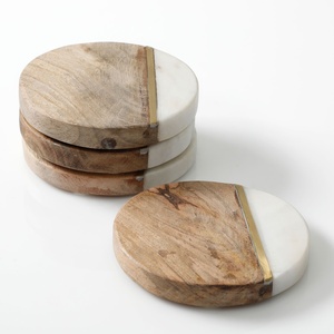 Posavasos de lujo de madera natural y mármol para bebidas Posavasos de mesa de material de pizarra de United Trade World para uso en la cocina - Product Image 2
