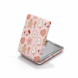 Cadeau de Noël, miroir de maquillage double face, miroir cosmétique compact portable en cuir PU, taille personnalisée, porte-clés, sangle de poignet - Product Image 2