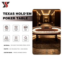 YS Hölzerner Texas Hold'em Pokertisch Ovaler Professioneller Pokertisch mit Doppelbogenbeinen 10 Edelstahl-Getränkehalter