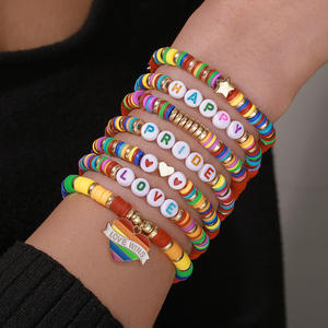 Pulseras <span class=keywords><strong>del</strong></span> Orgullo LGBT, Pulsera de Cuentas de Arcilla Arcoíris de Apoyo LGBT, Brazalete Gay para el Día <span class=keywords><strong>del</strong></span> Orgullo, Desfiles, Decoraciones, Fiestas - Product Image 4