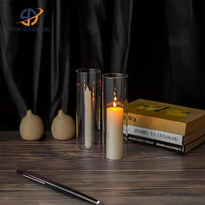 Photophore cylindrique en verre transparent épais et durable, idéal pour protéger les bougies à flamme nue contre le vent – Meilleures ventes - Product Image 4