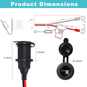 15A cầu chì tự động xe Adapter xì gà cho Xe máy điện TỬ 12V Thuốc lá nhẹ hơn ổ cắm với dây giày - Product Image 5