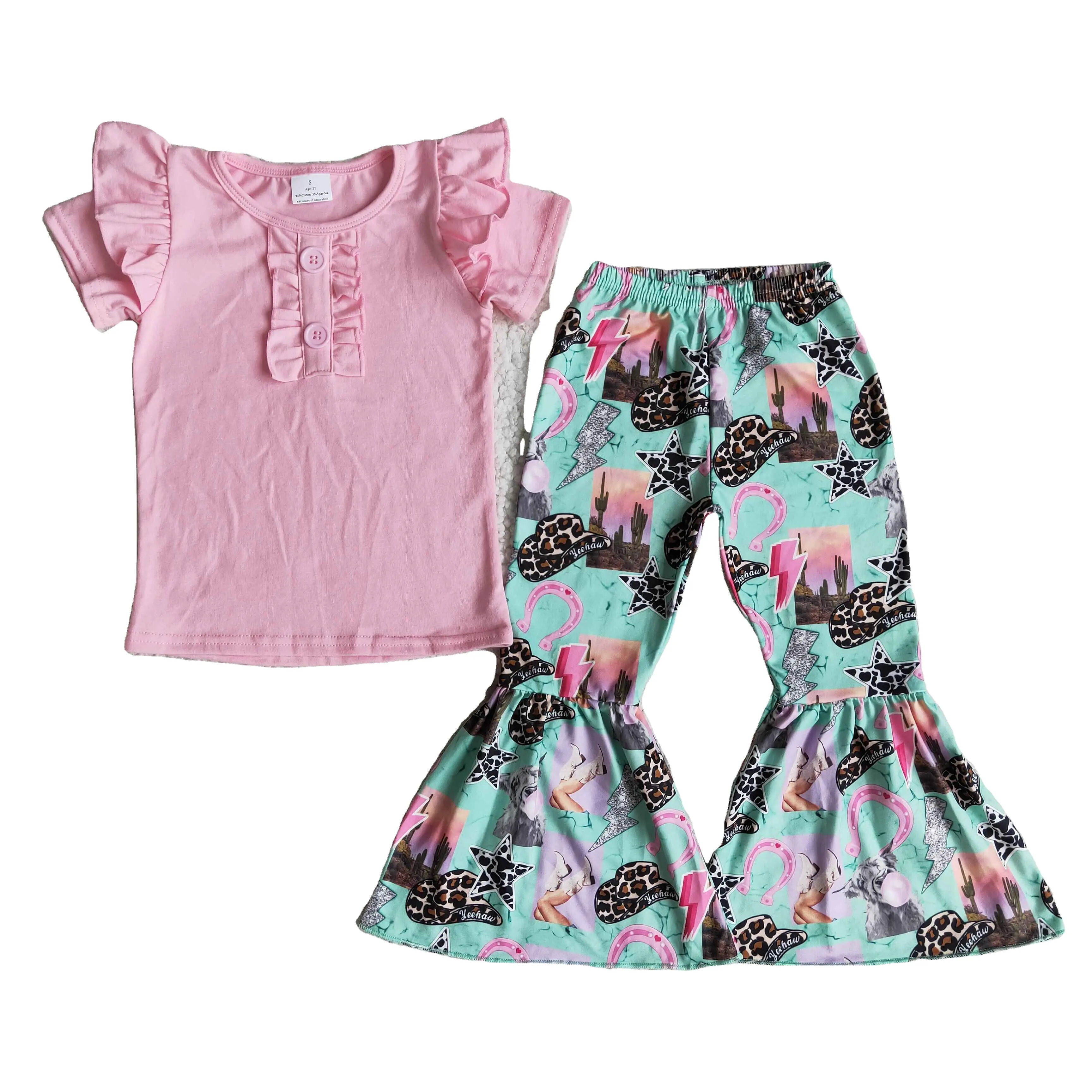 B2-11 RTS Conjunto de roupas infantis para meninas, promoção com desconto, com fim de vendas, bem-vindo a comprar roupas infantis para meninas