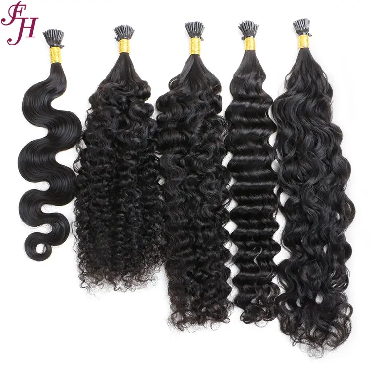 FH wholesale factory price brazilian human hair extensions keratin 100% virgin i tip natural hair bundles extensions