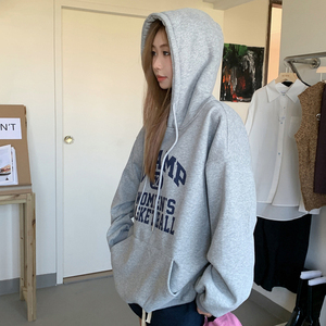 IHOOV Mujer <span class=keywords><strong>4XL</strong></span> Tallas grandes Algodón para Champion Letter Pullover Hoodie Loose Casual Style Sudadera - Product Image 2