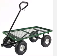 Chariot de jardin robuste en fonte, pliable, pneumatique 3.50-4, chariot à main à quatre roues, plateforme en maille, outils OEM, charge 250 kg