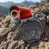 Médailles de course personnalisées par le fabricant, découpées à l'ancienne, en argent vieilli, avec logo métallique en relief 3D haute définition, pour marathons et courses de 5 km