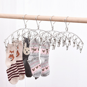 Perchero de acero inoxidable con múltiples clips para calcetines, ropa interior, calzoncillos, diseño de alerón redondo, tipo gancho, organizador de secado - Product Image 1