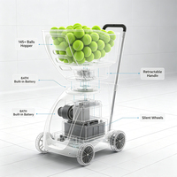 Máquina Lanza Pelotas de Tenis Inteligente PT-MAX C, Equipo de Entrenamiento Portátil con Ruedas y Control por Aplicación, con Logotipo Personalizado Disponible