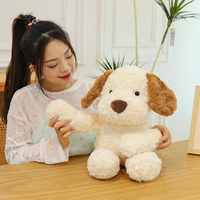 Boneka Anjing Lucu Ramah Kulit, Lembut, Warna Putih Krem, Hadiah Menenangkan untuk Dekorasi Kamar Tidur Anak, Teman Bermain