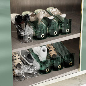 Zapatero Moderno Minimalista para Sala de Estar, Ajustable, Desmontable, de Doble Capa, PET + ABS, Verde/Transparente, Ahorra Espacio, Venta al Por Mayor - Product Image 5