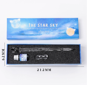 Ensemble de stylos à plume en verre spiralé faits à la main Star Sky avec bouteille d'encre pour la calligraphie - Product Image 2
