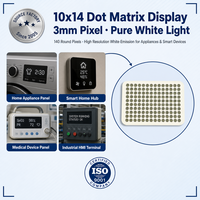 Pantalla LED Profesional de Matriz de Puntos 10x14, Módulo de Luz Blanca de 3mm, para Unidades de Reloj de Alta Resolución