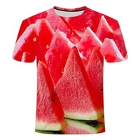 3D digitaal printen Ronde hals, korte mouwen, zomerfruit, watermeloenpatroon, best verkocht, casual, comfortabel, ademend shirt