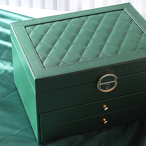 กล่องเครื่องประดับ Xingyou สำหรับผู้หญิงสาวแฟนหนังขนาดใหญ่ที่จัดระเบียบเครื่องประดับหนังพร้อมจอแสดงผลสองชั้น - Product Image 3