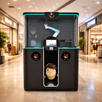 Machine à café expresso automatique robotisée IA haute performance avec bras barista robotisé et fonctionnement sans contact pour aéroports et centres commerciaux