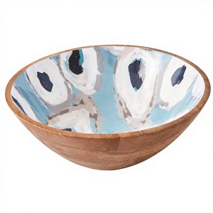 Bol en bois fait main avec intérieur émaillé abstrait, design moderne, pour servir des aliments, idéal pour offrir - Product Image 1