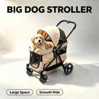 Poussette Métallique Transfrontalière Best-seller pour Animaux de Compagnie (Chiens et Chats de Taille Moyenne/Grande) – Utilisation Extérieure, Pliage en un Clic, Poignée Réglable