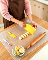 Tapis de cuisson en silicone extra épais pour étaler la pâte, avec mesures et rebords surélevés, antiadhésif, qualité alimentaire FDA LFGB