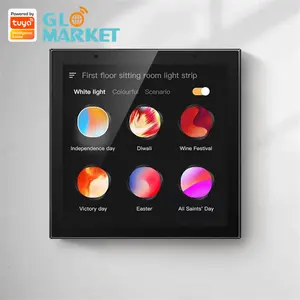 Glomarket Smart Home Bedieningspaneel Touchscreen 4 Inch Multi-Functionele Wifi Thuis Achtergrond Muzieksysteem Tuya Zigbee Gateway