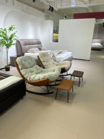 Fauteuil pivotant moderne et écologique avec revêtement en cuir silicone et tissu chenille pour salon