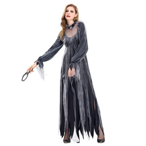 Costume de mariée fantôme, robe noire déchirée avec voile, tenue de fête d'horreur pour Halloween, taille adulte pour femme, grande taille - Product Image 4
