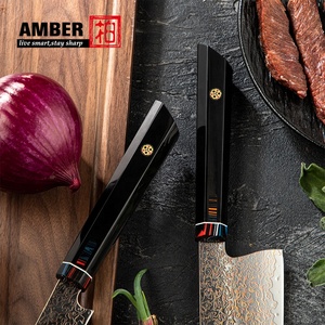 Bộ dao làm bếp Amber 2 chiếc, dao gọt hoa quả đa năng VG10, dao bít tết Damascus đồng Nhật Bản, cán nhựa đen - Product Image 3